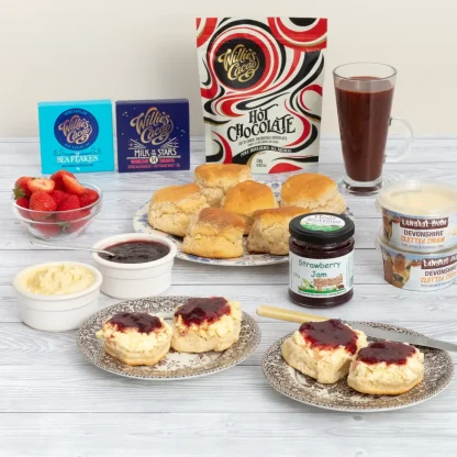 Family Devon Cream Tea Hamper with Hot Chocolate