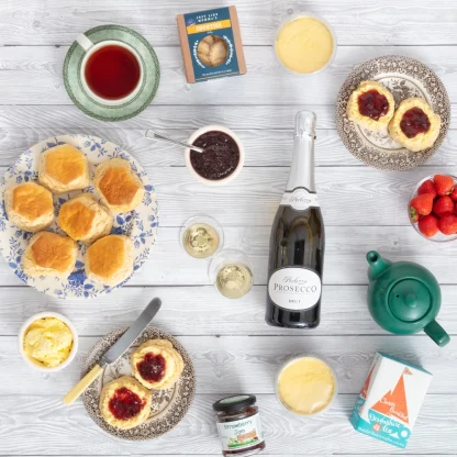 Family Devon Cream Tea Gift Hamper with Prosecco