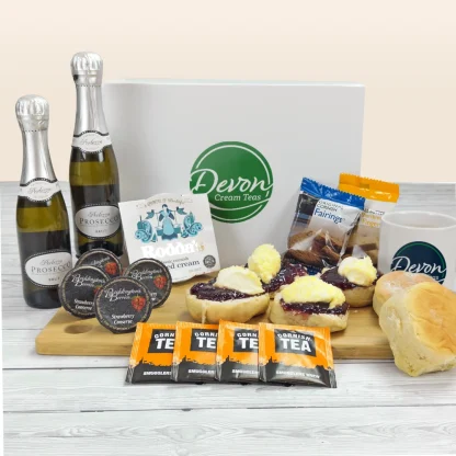 Cornish Cream Tea Hamper With Prosecco and gift box